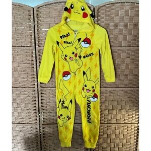 Pokemon Pikachu Fleece One‎ Piece Sleeper Pajamas Kids Size S (6/7) Halloween